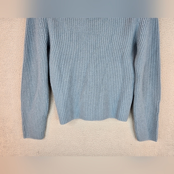 Vince Womens Sweater Sz S Wool-Cashmere Blend Soft Cozy Pull Shaker Stitch Blue - Picture 10 of 10
